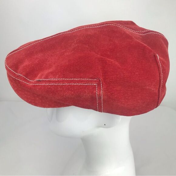 Goorin Red Leather Suede Newsboy Peaky Blinders Cabbie Cap - Picture 3 of 13